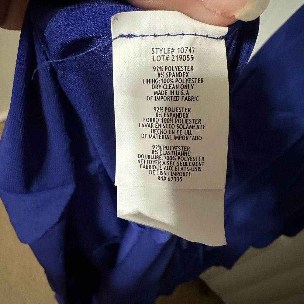 Betsy Adam Royal blue formal dress, layered ruffles going down dress, lightly pa - Picture 11 of 12